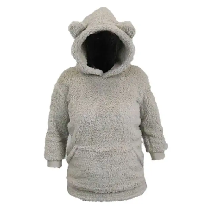 FELPA CON CAPPUCCIO E ORECCHIE, 50X70, GRIGIO CHIARO