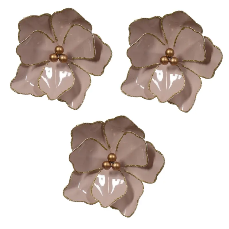 OFFERTA 3 FIORI CON CLIP E BACCHE ROSA 15X8CM