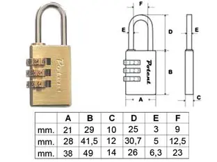 POTENT Lucchetto a combinazione - mm.30 - 3 combinatori (9030CO)